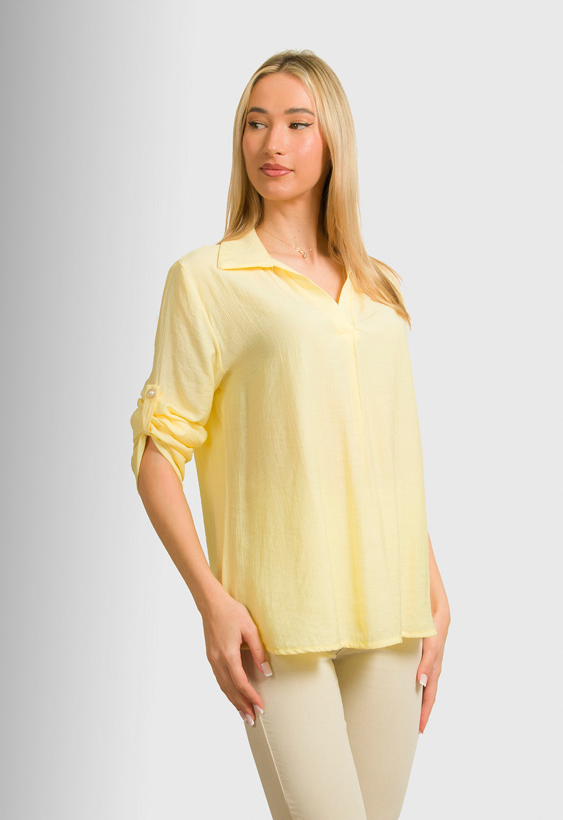 ΜΠΛΟΥΖΑ LOOK SHIRT ΤΥΠΟΥ ΓΚΟΦΡΕ-ΚΙΤΡΙΝΗ