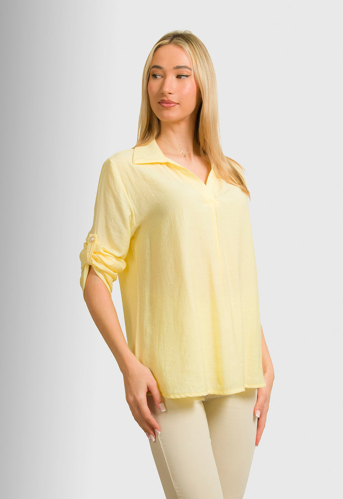 ΜΠΛΟΥΖΑ LOOK SHIRT ΤΥΠΟΥ ΓΚΟΦΡΕ-ΚΙΤΡΙΝΗ