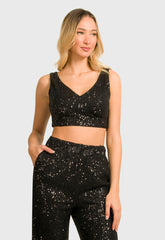 CROP TOP ΠΑΓΕΤΑ-ΜΑΥΡΟ