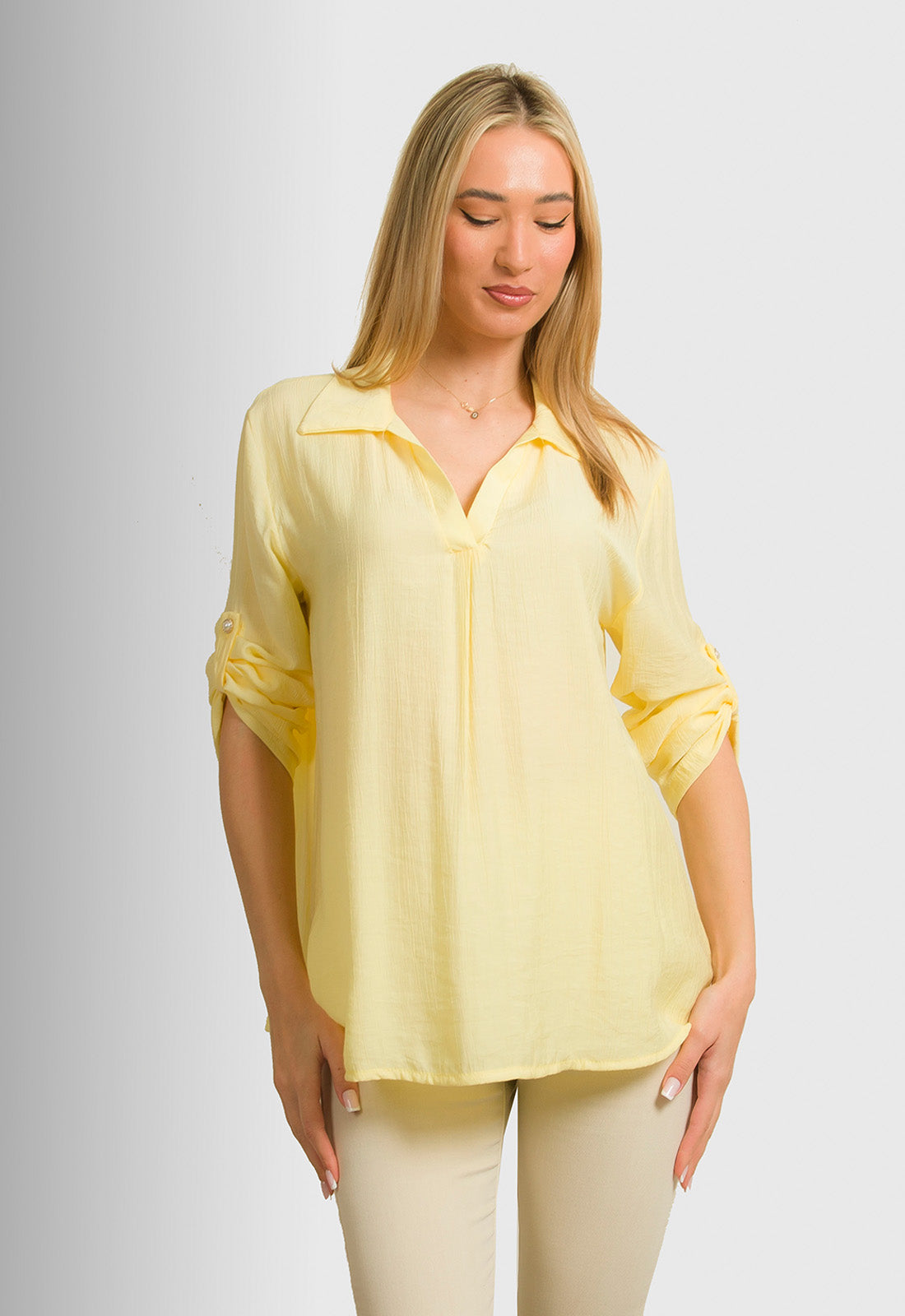 ΜΠΛΟΥΖΑ LOOK SHIRT ΤΥΠΟΥ ΓΚΟΦΡΕ-ΚΙΤΡΙΝΗ