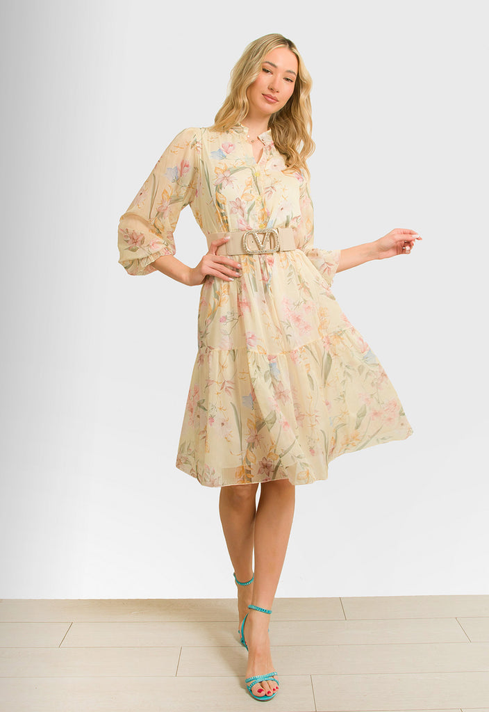 ΦΟΡΕΜΑ ΜΙΝΤΙ FLORAL ΖΟΡΖΕΤΑ-ΚΙΤΡΙΝΟ