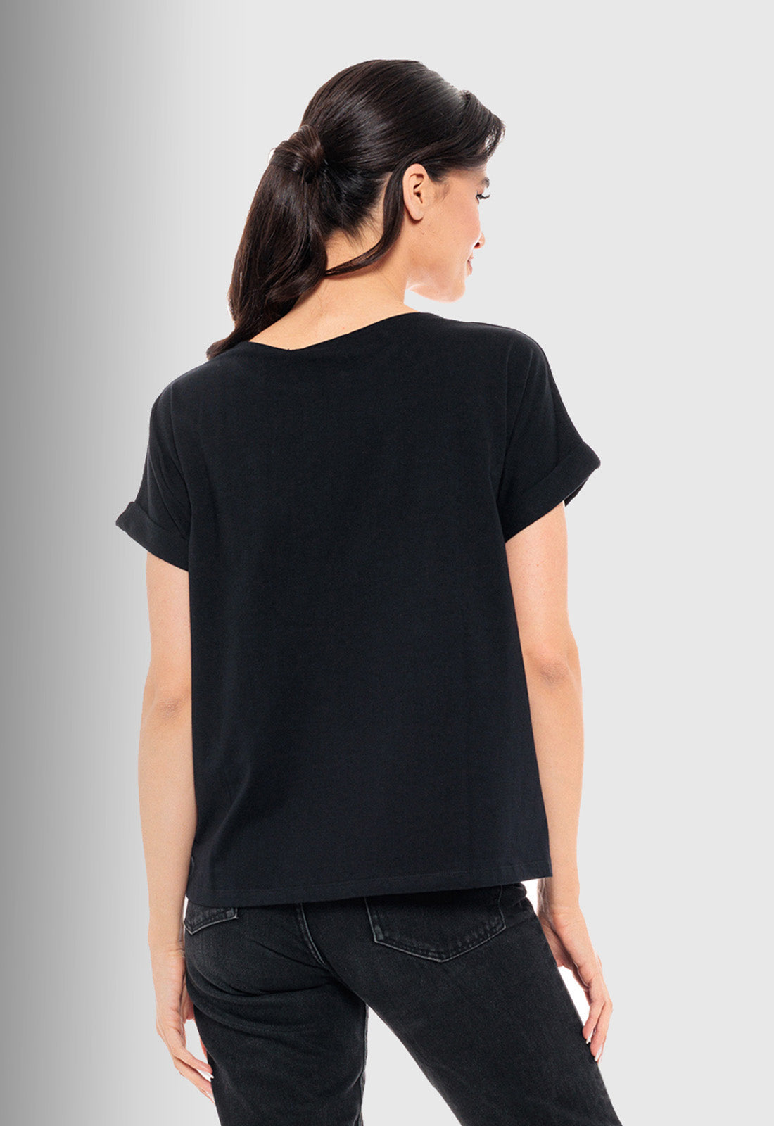 T-SHIRT ΒΑΜΒΑΚΕΡΟ ΜΕ ΤΥΠΩΜΑ KNOTS-ΜΑΥΡΟ