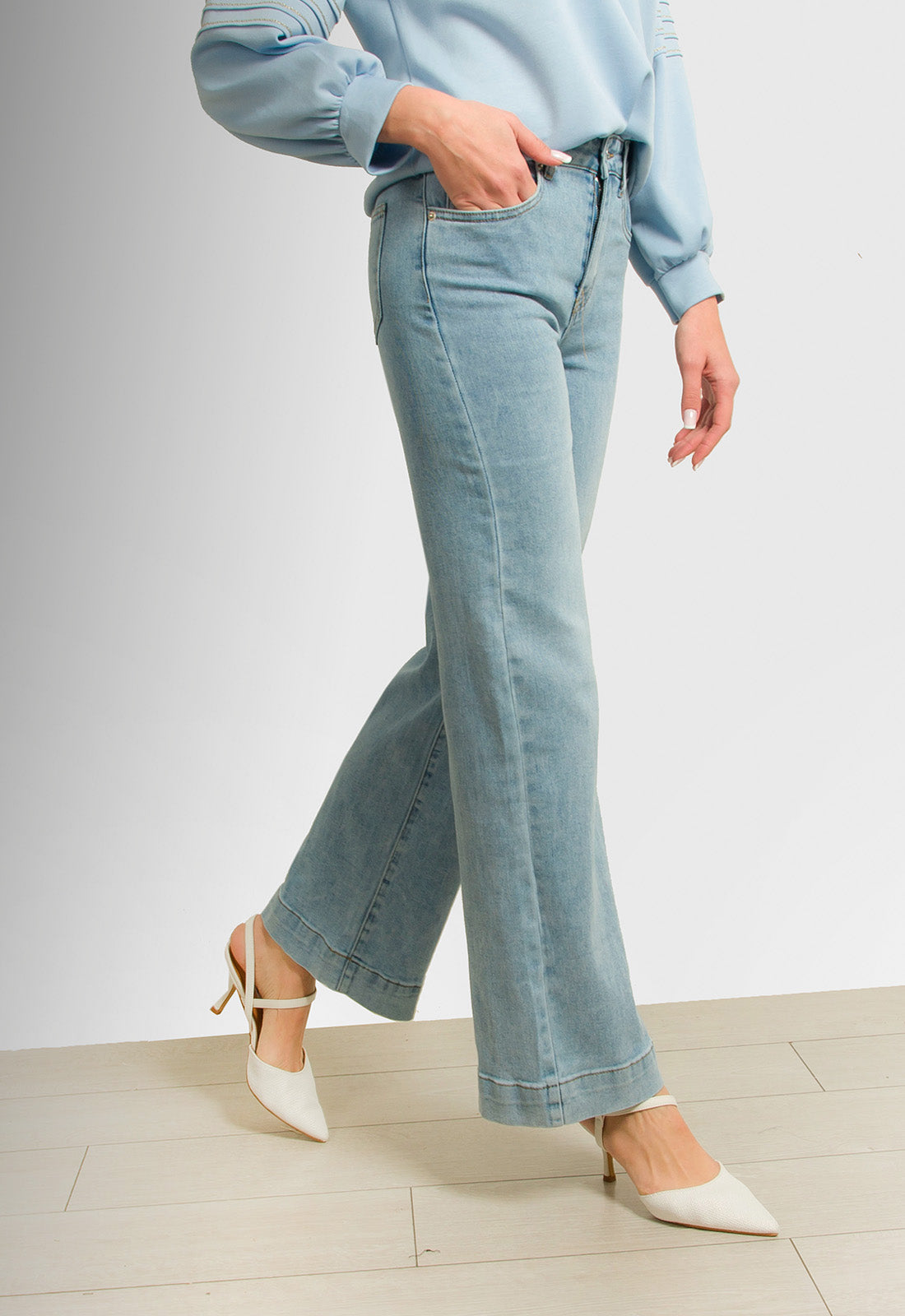 ΠΑΝΤΕΛΟΝΑ JEAN DENIM WIDE LEG-ΑΝΟΙΧΤΟ ΜΠΛΕ
