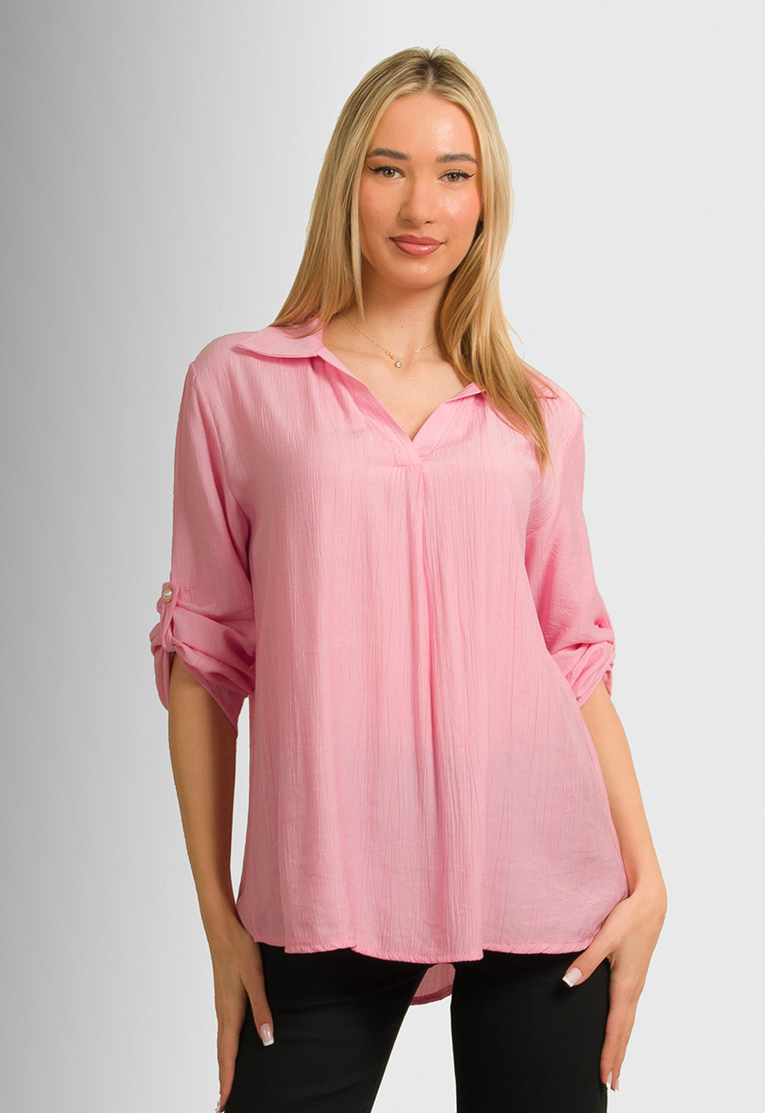 ΜΠΛΟΥΖΑ LOOK SHIRT ΤΥΠΟΥ ΓΚΟΦΡΕ-ΡΟΖ