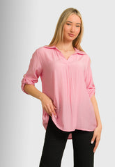 ΜΠΛΟΥΖΑ LOOK SHIRT ΤΥΠΟΥ ΓΚΟΦΡΕ-ΡΟΖ