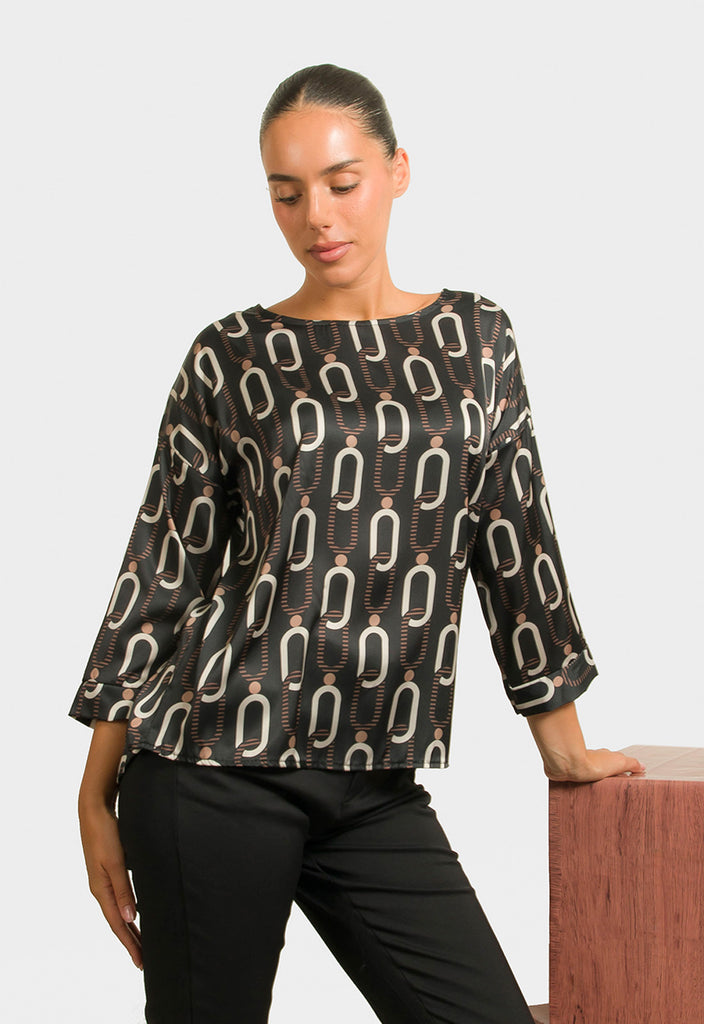 ΜΠΛΟΥΖΑ ΣΑΤΙΝΕ ΜΕ ΤΡΟΥΑΚΑΡ ΜΑΝΙΚΙ-ΜΑΥΡΗ