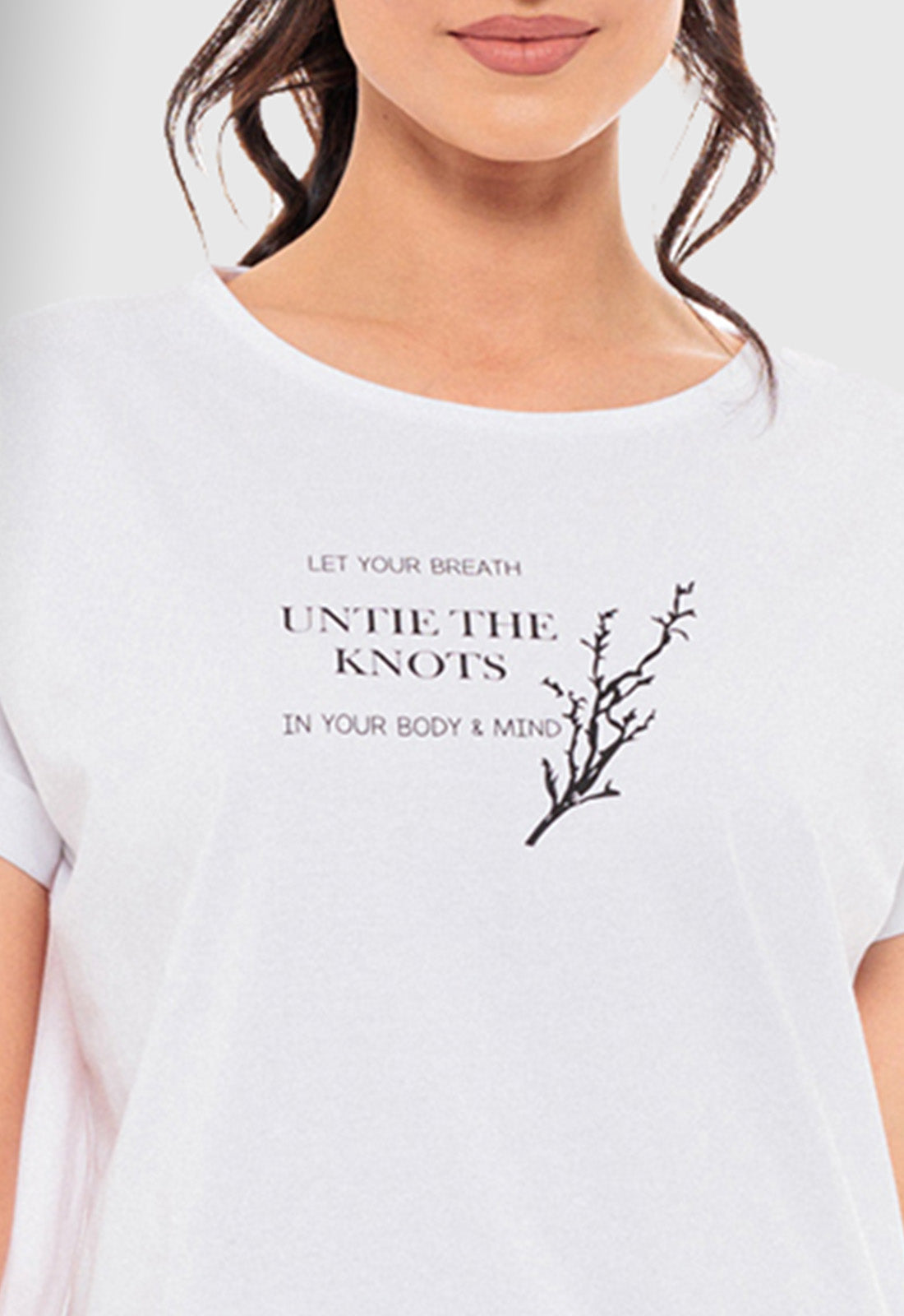 T-SHIRT ΒΑΜΒΑΚΕΡΟ ΜΕ ΤΥΠΩΜΑ KNOTS-ΛΕΥΚΟ