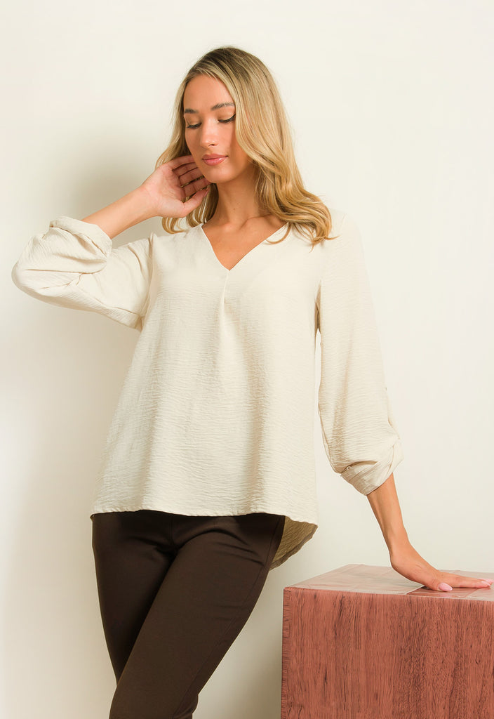 ΜΠΛΟΥΖΑ LOOK SHIRT ΜΕ V - ΕΚΡΟΥ