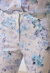 ΠΑΝΤΕΛΟΝΙ FLORAL CROPPED SLIM FIT-ΣΙΕΛ