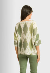 ΜΠΛΟΥΖΑ ΝΗΜΑΤΙΝΗ ΕΠΟΧΗΣ ΜΕ ΡΟΜΒΟΥΣ-ΧΑΚΙ