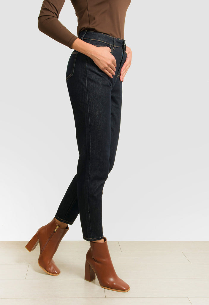 ΠΑΝΤΕΛΟΝΙ JEAN DENIM MOM FIT-ΣΚΟΥΡΟ ΜΠΛΕ
