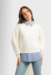 ΜΠΛΟΥΖΑ ΜΕ ΛΕΠΤΟΜΕΡΕΙΕΣ ΠΟΥΚΑΜΙΣΟΥ-ΛΕΥΚΗ