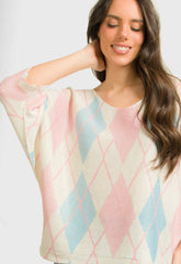 ΜΠΛΟΥΖΑ ΝΗΜΑΤΙΝΗ ΕΠΟΧΗΣ ΜΕ ΡΟΜΒΟΥΣ-ΣΙΕΛ