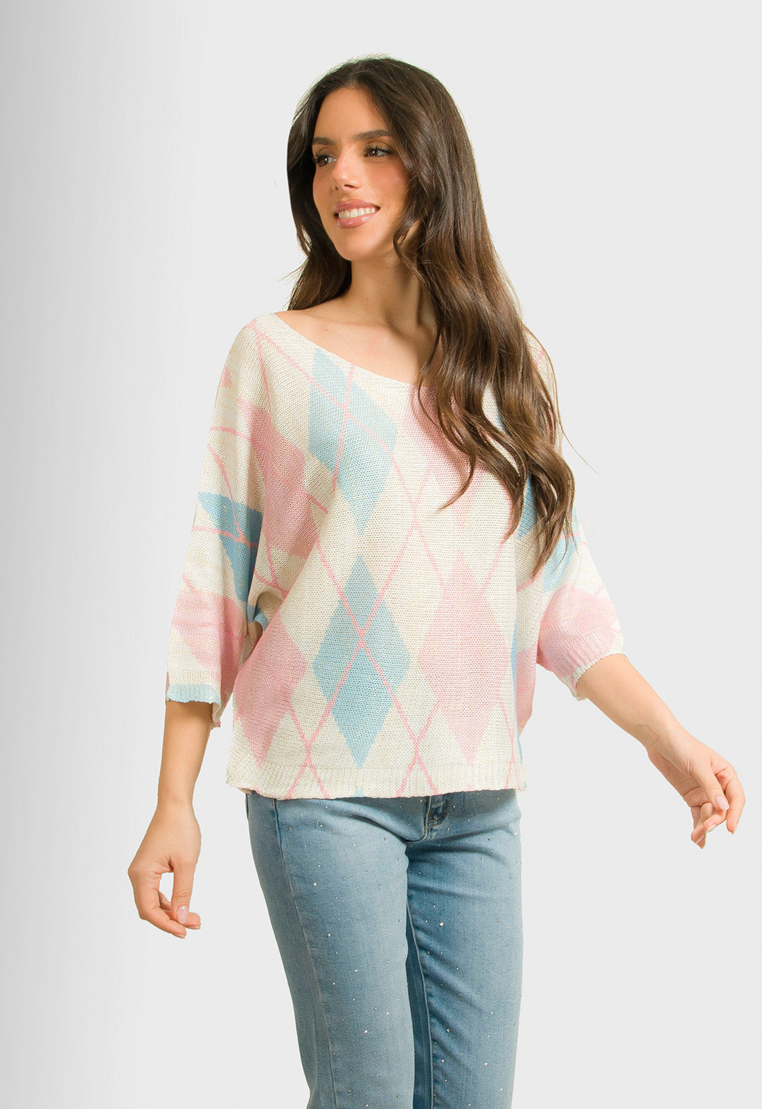 ΜΠΛΟΥΖΑ ΝΗΜΑΤΙΝΗ ΕΠΟΧΗΣ ΜΕ ΡΟΜΒΟΥΣ-ΣΙΕΛ