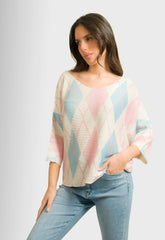 ΜΠΛΟΥΖΑ ΝΗΜΑΤΙΝΗ ΕΠΟΧΗΣ ΜΕ ΡΟΜΒΟΥΣ-ΣΙΕΛ