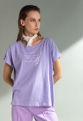 T-SHIRT ΒΑΜΒΑΚΕΡΟ ΜΕ ΤΥΠΩΜΑ KNOTS-ΛΙΛΑ