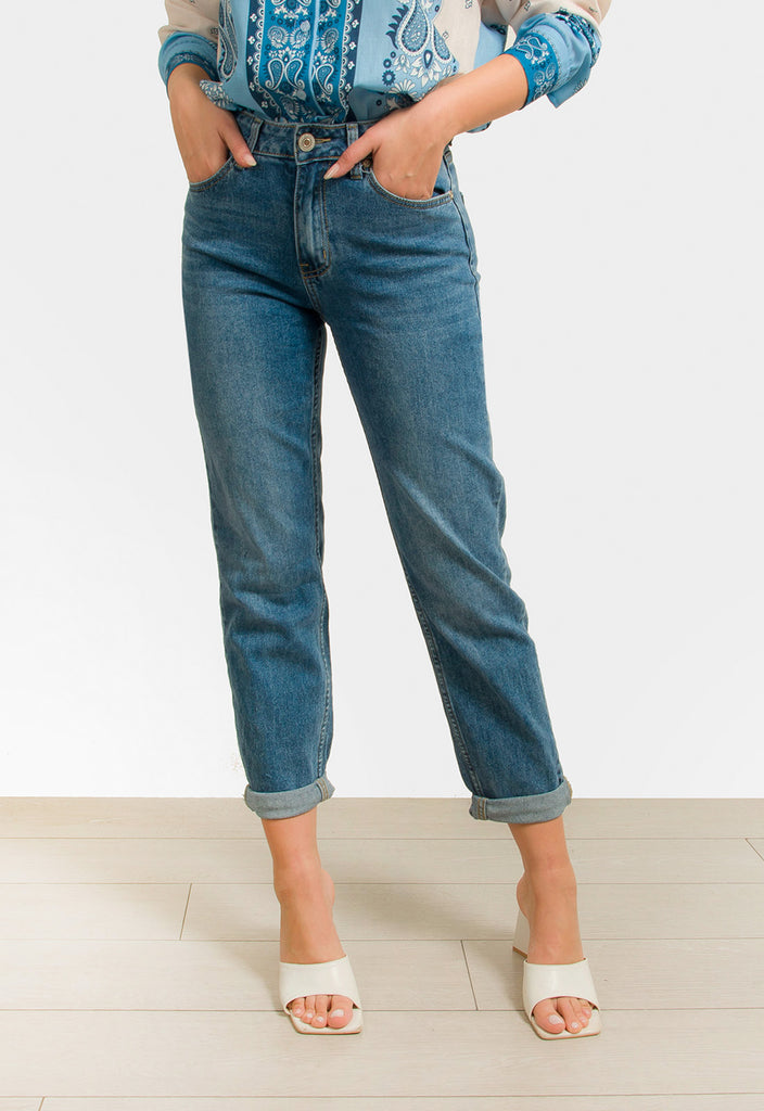 ΠΑΝΤΕΛΟΝΙ JEAN MOM-FIT - ΜΠΛΕ