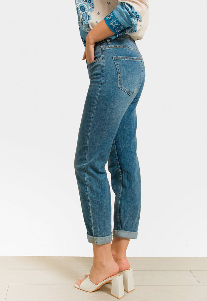 ΠΑΝΤΕΛΟΝΙ JEAN MOM-FIT - ΜΠΛΕ