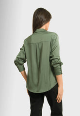 ΠΟΥΚΑΜΙΣΟ ΣΑΤΕΝ ΣΕ ΙΣΙΑ ΓΡΑΜΜΗ-DARK GREEN