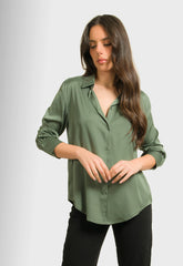 ΠΟΥΚΑΜΙΣΟ ΣΑΤΕΝ ΣΕ ΙΣΙΑ ΓΡΑΜΜΗ-DARK GREEN