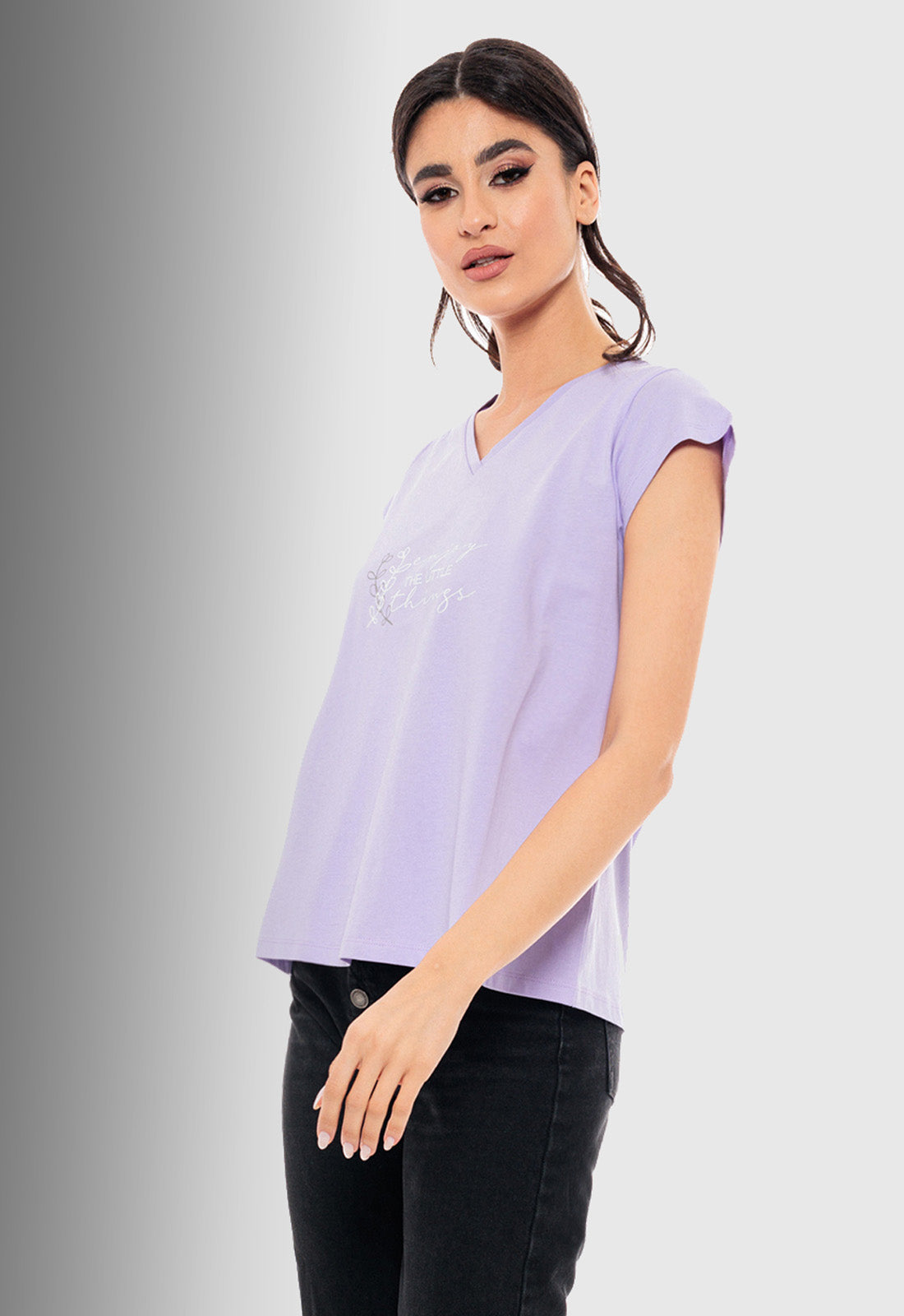 T-SHIRT ΜΕ ΤΥΠΩΜΑ "enjoy" -ΛΙΛΑ