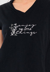 T-SHIRT ΜΕ ΤΥΠΩΜΑ "enjoy" -ΜΑΥΡΟ