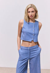 ΓΙΛΕΚΟ CROPPED ΑΜΑΝΙΚΟ-ΜΠΛΕ