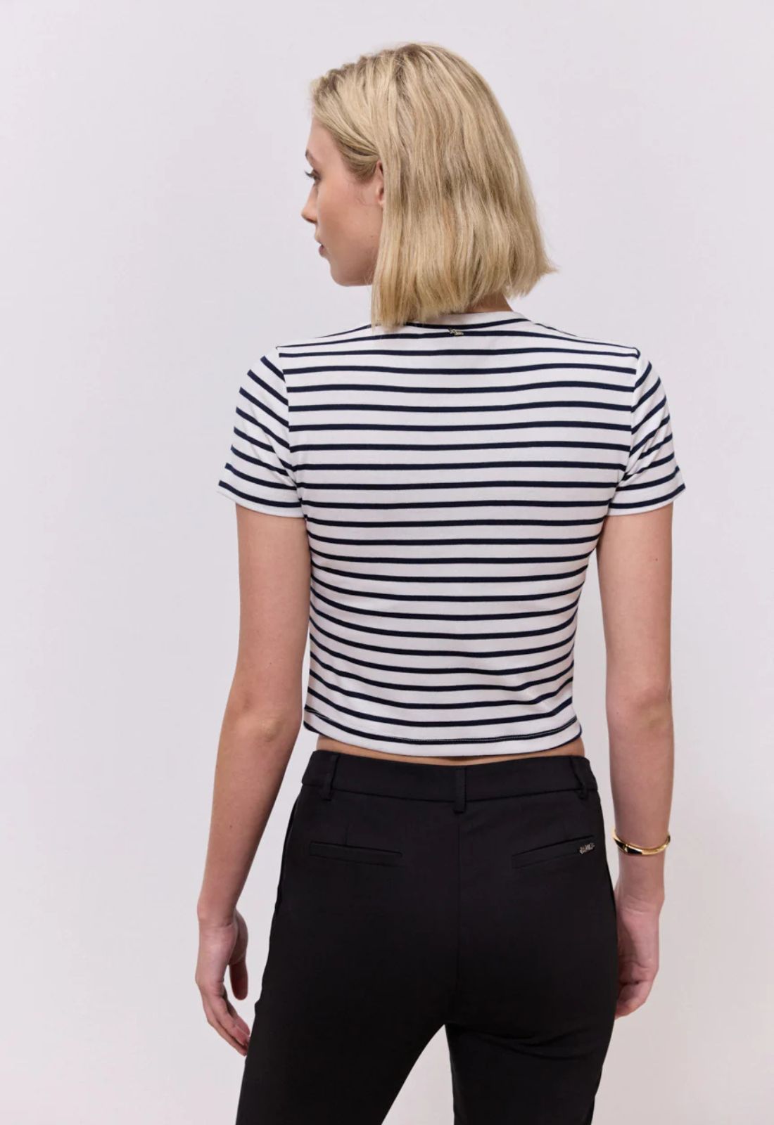 ΜΠΛΟΥΖΑ CROP ΡΙΓΕ-NAVY