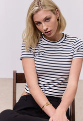 ΜΠΛΟΥΖΑ CROP ΡΙΓΕ-NAVY