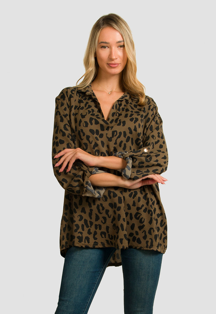 ΜΠΛΟΥΖΑ PLUS SIZE ΣΤΥΛ ΠΟΥΚΑΜΙΣΑΣ-OLIVE
