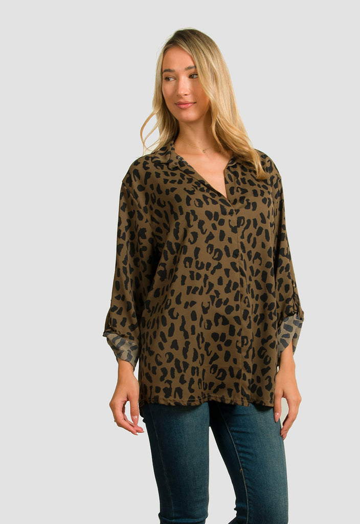 ΜΠΛΟΥΖΑ PLUS SIZE ΣΤΥΛ ΠΟΥΚΑΜΙΣΑΣ-OLIVE