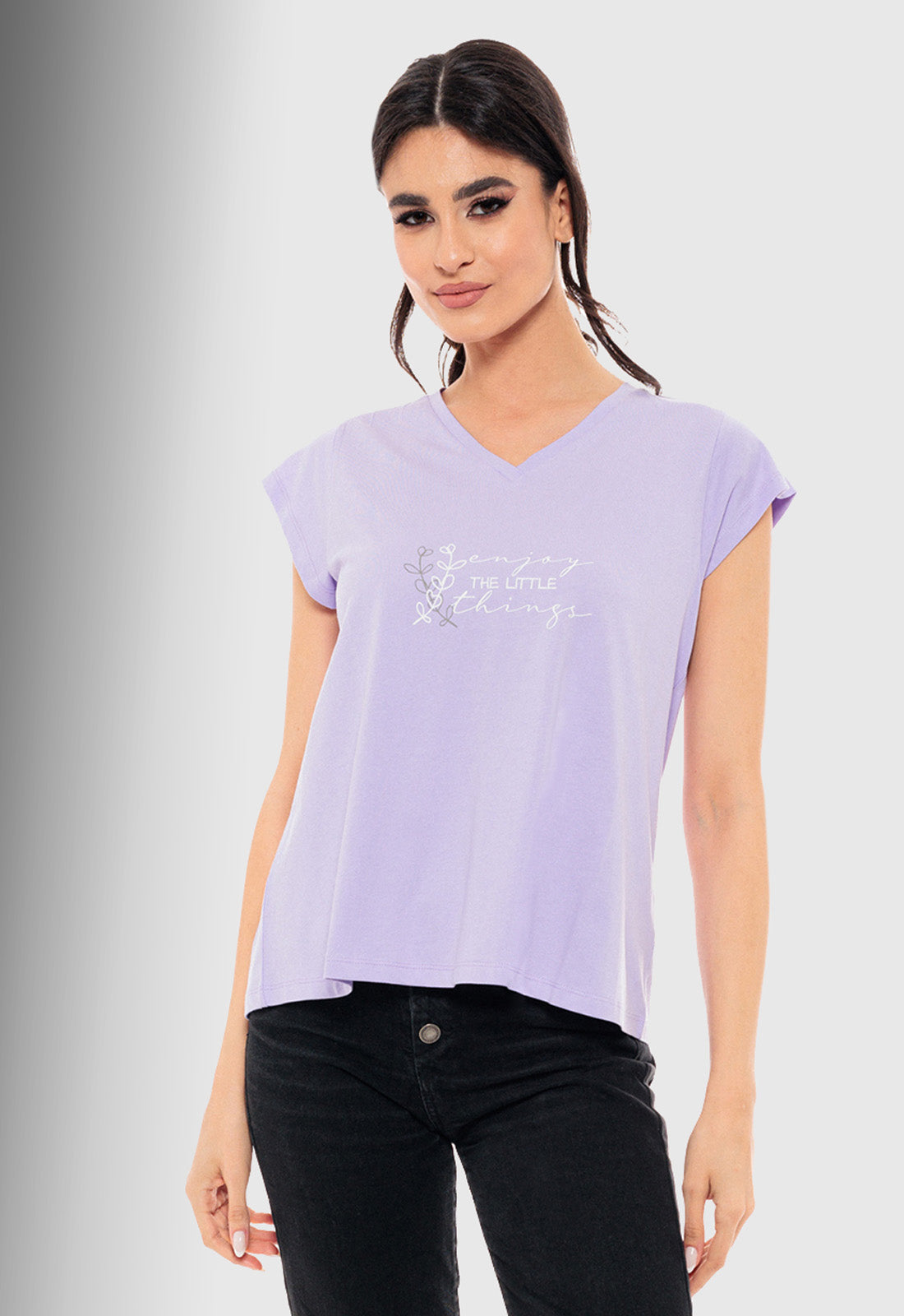 T-SHIRT ΜΕ ΤΥΠΩΜΑ "enjoy" -ΛΙΛΑ