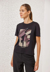 T-SHIRT ME ΤΥΠΩΜΑ ABSTRACT-ΜΑΥΡΟ