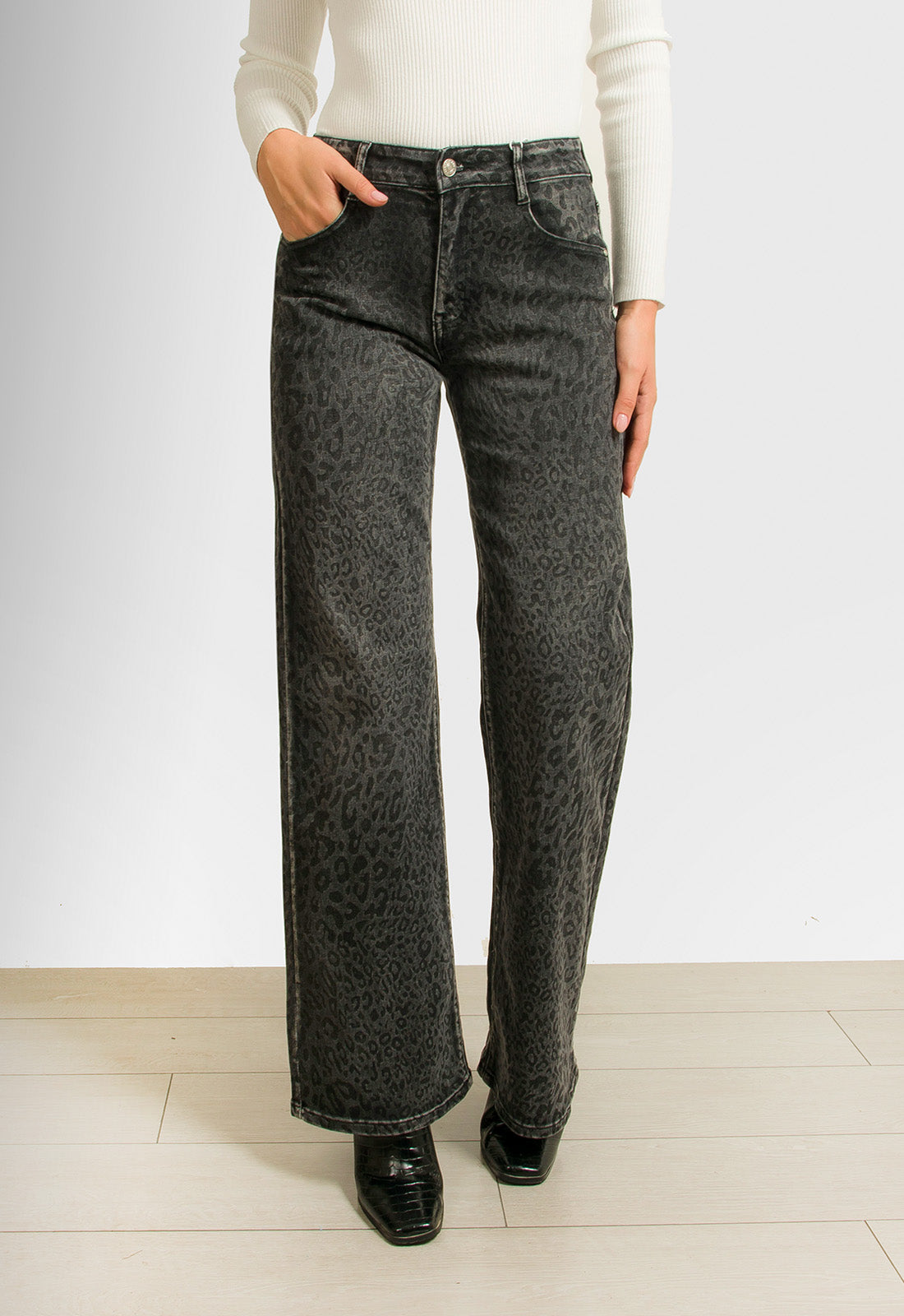 ΠΑΝΤΕΛΟΝΑ WIDE LEG ANIMAL PRINT-ΑΝΘΡΑΚΙ