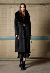 ΠΑΛΤΟ ΜΑΚΡΥ SUEDE ΜΕ ΓΟΥΝΑ-ΜΑΥΡΟ