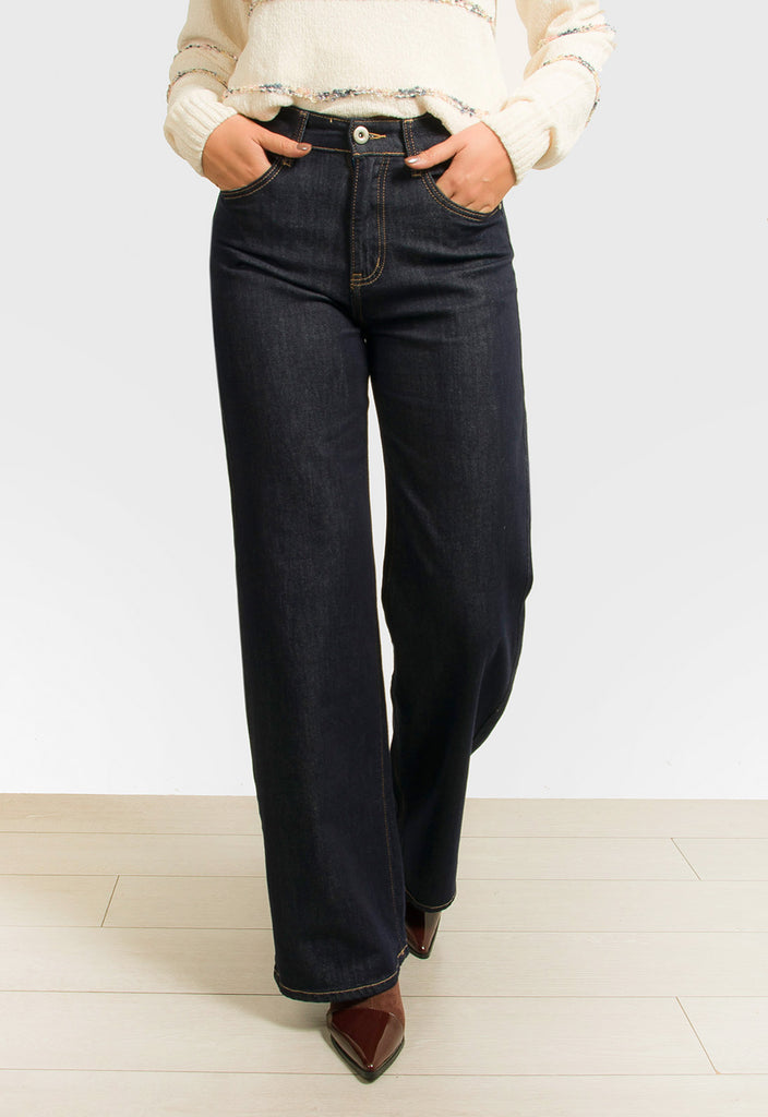 ΠΑΝΤΕΛΟΝΑ JEAN WIDE LEG ΨΗΛΟΜΕΣΗ-ΜΠΛΕ ΣΚΟΥΡΟ