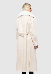 ΠΑΛΤΟ ΜΑΚΡΥ SUEDE ΜΕ ΓΟΥΝΑ-ΕΚΡΟΥ